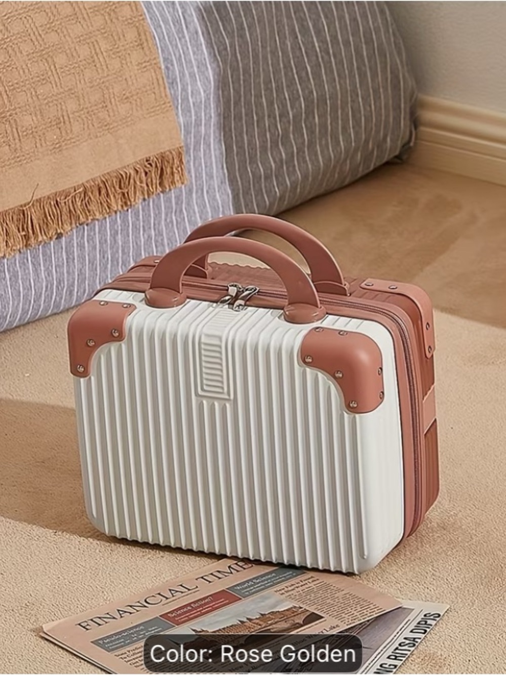 Compact Rose Gold Hard-Shell Cosmetic Case - Picture 5 of 12